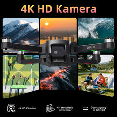 Drone with 4K camera, 5G WiFi transmission, maximum 40 km/h flight speed, level 4 wind resistance, brushless motor, drone for adults, foldable quadcopter