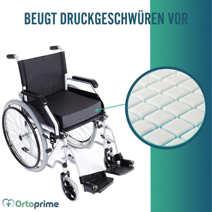 OrtoPrime Anti-Decubitus Foam Cushion with Channel System - Prevention and Treatment of Coccyx Pressure Ulcers - Postural Seat Cushion for Wheelchair, Office, Car, and Home - Orthopedic Cushion