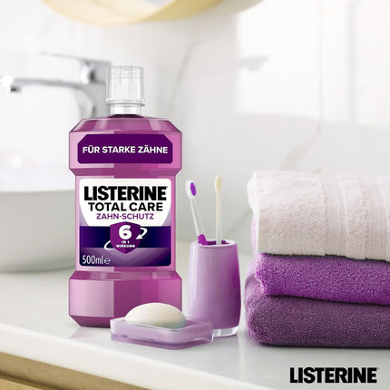 LISTERINE Total Care Tooth Protection (500 ml) - Test winner Stiftung Warentest, 6 in 1 effect, 24h fresh breath, protects against cavities &amp; gum problems, antibacterial mouthwash