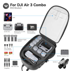 Smatree Professional Backpack for DJI Drone and Drone Accessories, for G*pro Action Camera and Osmo Action Camera, Black - For DJI Air 3, Large, Professional