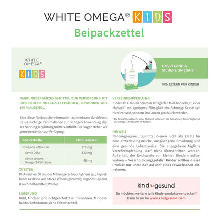 Algae Oil Capsules for Children – Vegan Omega-3 – Carrageenan-Free – 330 mg DHA from Algae – 90 Mini Capsules (1 Month)