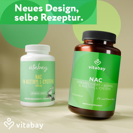 Vitabay NAC Capsules 600mg – 120 Vegan Capsules with N-Acetyl-Cysteine ​​– High Dose N-Acetyl-L-Cysteine ​​– Laboratory Tested &amp; No Additives – GMO-Free &amp; Vegan