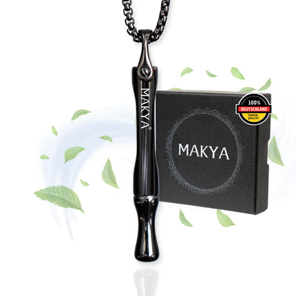Makya V2 – Smoking Cessation Aid – MORE RESISTANCE – Nicotine-free &amp; chemical-free – Simulates the feeling of smoking – Developed with pulmonologists – Stress relief &amp; breathing training – Stainless steel necklace