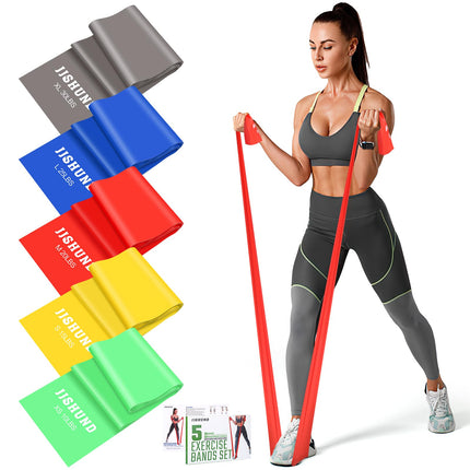 5 Piece Fitness Bands Set, 1.5M Gymnastic Band Resistance Bands in 5 Strengths Fitness Band Resistance Bands for Pilates Yoga Strength Training for Men and Women