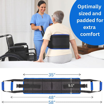 Eyra 147 cm Transfer Sling for Patients and Seniors – Padded Transfer Belt with Handles – Ergonomic Lifting Aid for Patients in Need of Care – Safe Transfer from Bed, Wheelchair, or Car