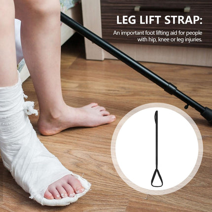 Leg lifter for seniors, leg lifter | leg lifter for pulling legs in and out of bed | extra long leg strap, rigid strap and foot loops,