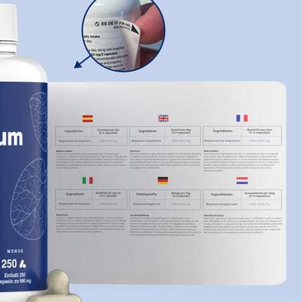 Magnesium bisglycinate 2000 mg - HIGH DOSE, 250 capsules | Premium: Chelated magnesium with high bioavailability for restful sleep, energy, bones and muscles, and concentration.
