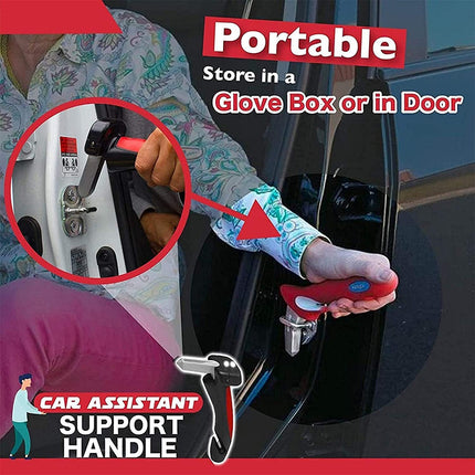 jiele Entry and Exit Aid Grab Handle, Mobility Aid for Cars, with Integrated LED Flashlight, Belt Cutter and Window Breaker, Car Cane