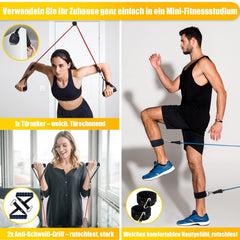 COFOF Resistance Bands Set, 5 Fitness Bands Expander Tube Bands, Fitness Band with Large Handle Ankle Strap Door Anchor Attachment Carrying Bag, Ideal for Pilates Strength Training Physiotherapy