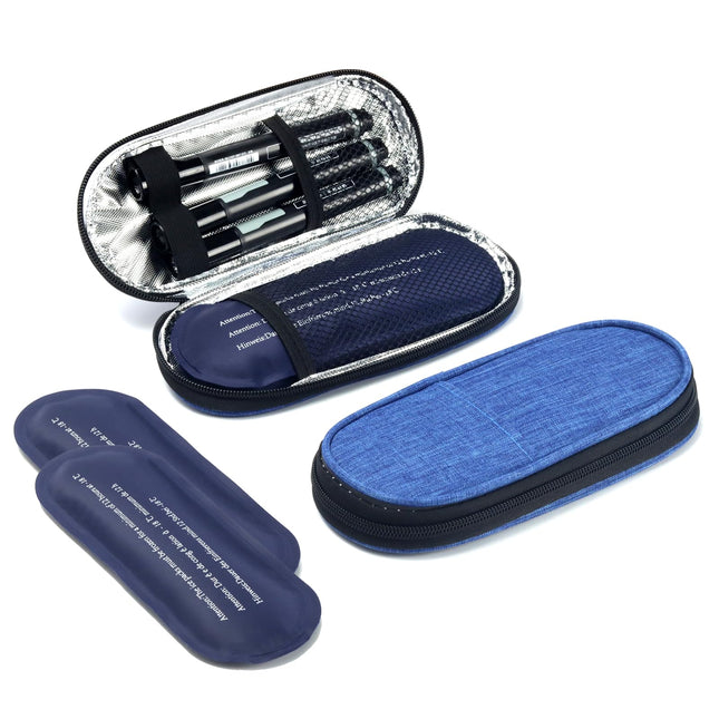 roargy Portable Medication Cooler Bag, Diabetic Insulin Carrying Case with 2 Ice Packs, Blue, Diabetic Cooler Bag