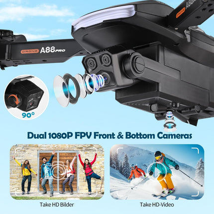 Blumacht Foldable Drone for Kids &amp; Beginners, Wi-Fi FPV Drone with 120° Wide-Angle 1080P HD Camera, One-Button Takeoff/Landing, 360° Flip, Gravity Sensor, Follow Me, Gesture Photo, 2 Batteries