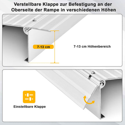COSTWAY Door Threshold Ramp, Wheelchair Ramp Aluminum with Adjustable Ramp Design &amp; 317 kg Load Capacity, Curb Ramp Non-Slip for Wheelchairs, Strollers (13 cm Height)