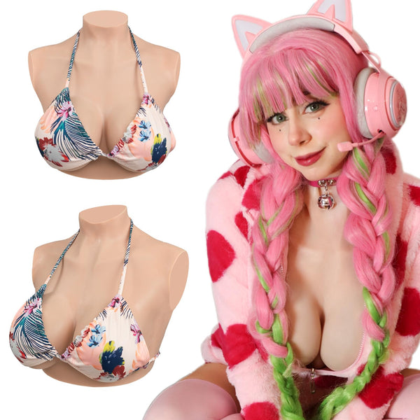 KUMIHO Silicone Breast Forms Crossdresser Breasts Realistic Artificial Breasts for Crossdresser Mastectomy Silicone Filler (B Cup Plus Size Ivory)