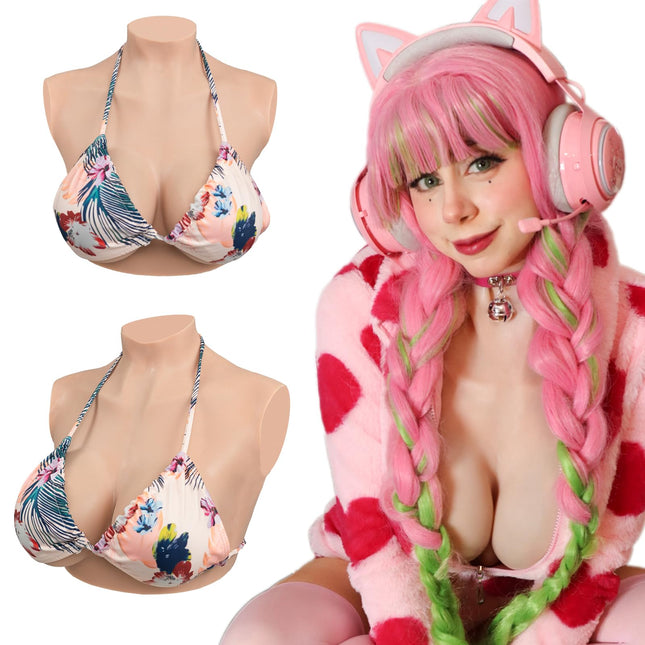 KUMIHO Silicone Breast Forms Crossdresser Breasts Realistic Artificial Breasts for Crossdresser Mastectomy Silicone Filler (B Cup Plus Size Ivory)