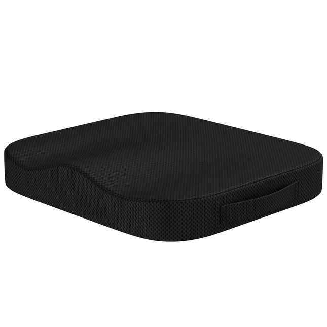 bonmedico orthopedic seat cushion - ergonomic memory foam cushion for office chairs, cars, wheelchairs, or booster seats for adults - Wellness Black