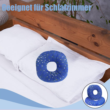 Ear Protection Side Sleeping Pillow, Relieve Pillow with Hole for Ear Against Earache, Ear Piercing Pillow, Suitable for Sleeping Behind Ear Piercings, Bedrooms and Sleep Aids, Blue Star