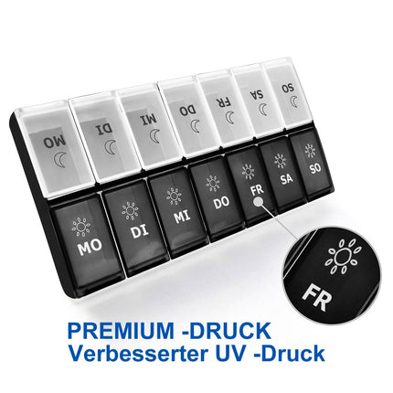 Pill box 7 days morning evening large, pill box 14 days evening XL large dispenser medication large pill box medication box 7 days for vitamins, dietary supplements and medications