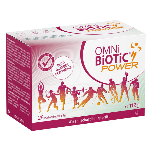 OMNi BiOTiC Power | 28 servings (112g) | 6 bacterial strains | 10 billion germs per daily dose | Powder | Vegan | For daily use | With bacteria for the intestinal flora | Blood orange flavor