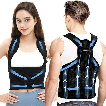 WellSync Posture Corrector Back Women, Posture Corrector Back Men Adjustable Back Straightener Back Posture Belt Invisible under Clothing, Back Straightener for Straight Back Straightener