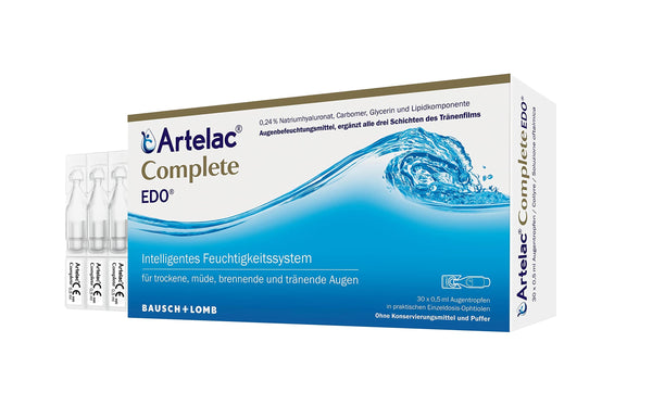 Artelac Complete EDO eye drops: Eye drop solution with a triple active principle (lipids, hyaluronic acid &amp; carbomer) for dry eyes, in practical ophthalmic capsules, 30 x 0.5 ml