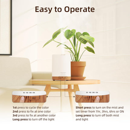ASAKUKI 300ML Aroma Diffuser with 6 * 10ML Essential Oils Set, Essential Oil Diffuser, Ultrasonic Humidifier for Home Office, 15 Color LED with 4 Timer Settings