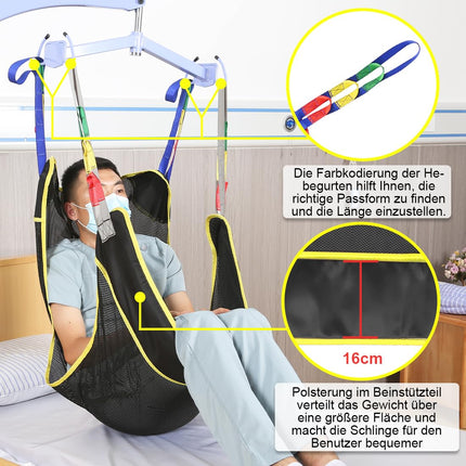 EZ Assistive Full Body Patient Lift Sling features a four points mesh sling for patient transfers and supports up to 500lbs (230kgs). (large)
