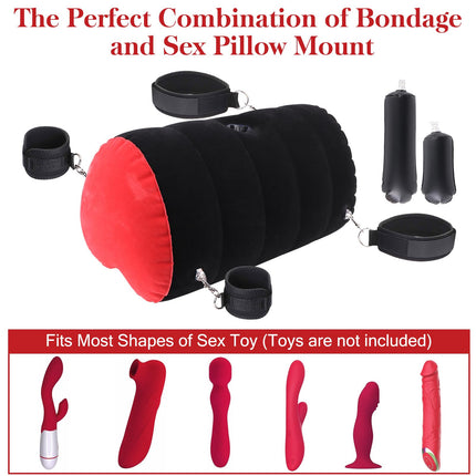 Sex Position Pillow, Dildo Holder with Adjustable Wrist and Thigh Restraints, Sex Bondage Set, Bedroom Sex Furniture – Sex Body Positioner for Couples (red-black)