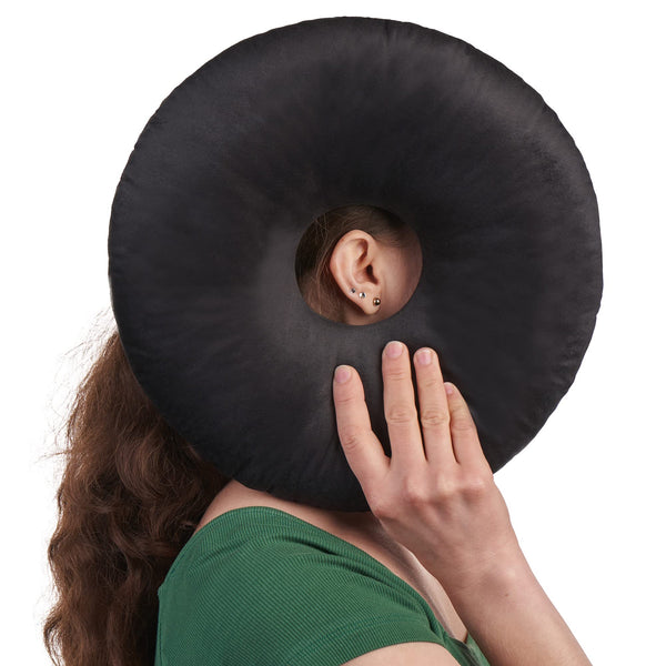 ODOXIA Piercing Pillow with Hole | For Ear Pain Relief | Donut Pillow | Ear Cushion | Sleeping Ring for Side Sleepers to Relieve Ear Pain | Piercing Pillow (Black)