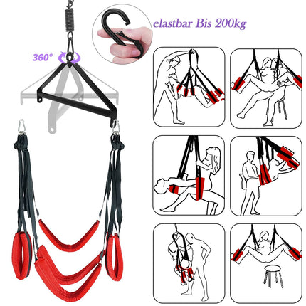 BDSMYEE Deluxe Love Swing Kit for the Ceiling, Sex Swing Sex Furniture with Feather Tickler &amp; Nipple Clip Chain, Love Swing Sex Swing with 5 Head Cushions, Lumbar Cushion, Hip Cushion, Leg Cushion, Load Capacity 200 kg