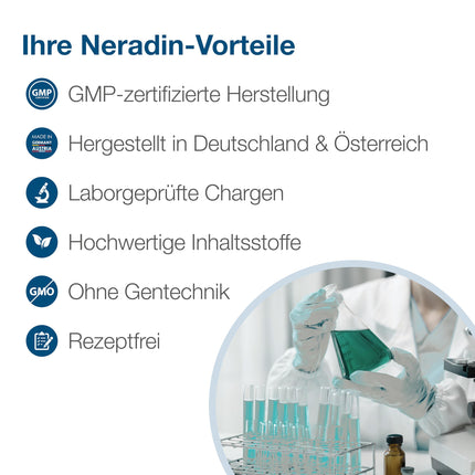 Neradin Tablets - Potency enhancer for men with Damiana: Over-the-counter medication for sexual weakness such as erectile dysfunction - Testosterone booster for spontaneous sex - 40 tablets