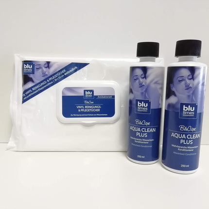BluTimes Waterbed Conditioner - Aqua Clean Plus (2-pack) with Vinyl Cleaning Wipes