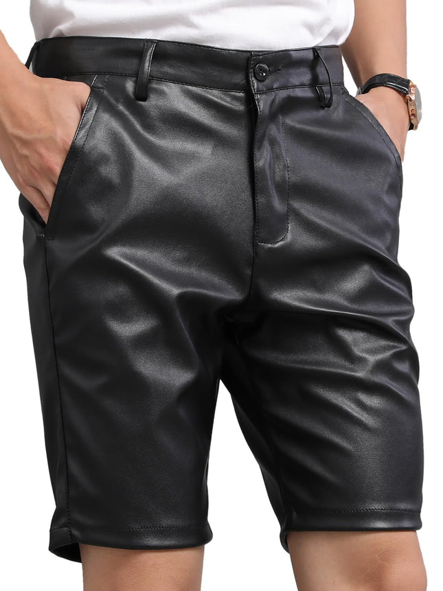 Leather Shorts Men's Shorts Men's Faux Leather Glittering Faux Leather Leather Shorts Leggings Costume Underwear Wetlook Patent Pants