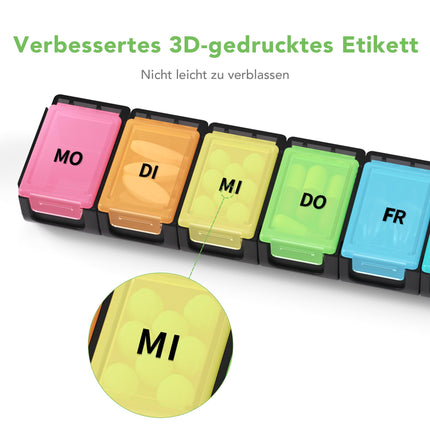 Opret Pill Box 7 Days German - Pill Box Rainbow Pill Box, Pill Box Tablet Organizer Weekly Box Medicine Box