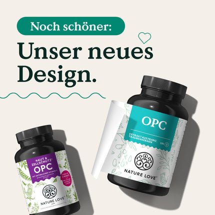 NATURE LOVE® OPC Grape Seed Extract - 180 Capsules - Highly dosed with 800mg extract per daily dose - from French grapes - with natural vitamin C - laboratory-tested, vegan, produced in Germany