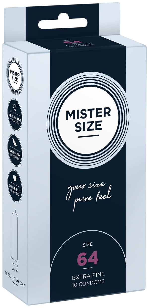 MISTER SIZE condoms, ultra-soft, 64mm, pack of 10/extra thin, extra fine, extra moist/made from 100% natural rubber latex in your size XXL/natural feeling, pack of 10
