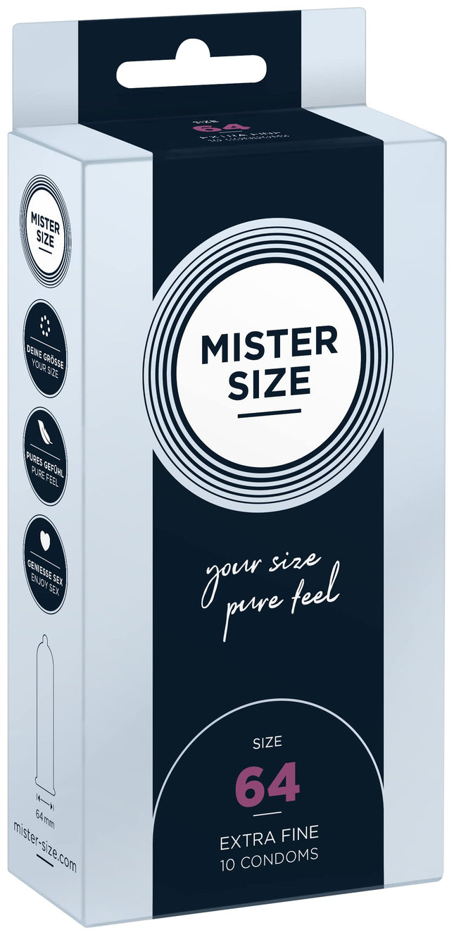 MISTER SIZE condoms, ultra-soft, 64mm, pack of 10/extra thin, extra fine, extra moist/made from 100% natural rubber latex in your size XXL/natural feeling, pack of 10