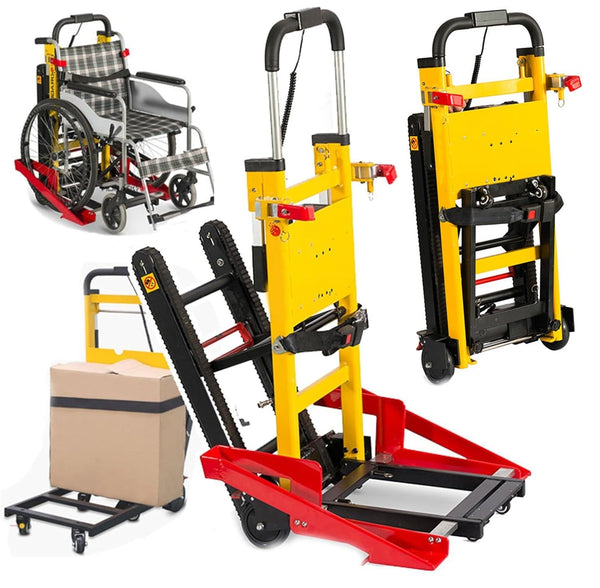 Crawler Stair Climbing Wheelchair Electric Stair Climber with Chains, Load Capacity 200 kg, Foldable Stair Climber, Wheelchair Docking Vehicle, for Patient/Load Transfer