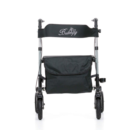 REHASHOP Lightweight Rollator Butterfly anthracite with soft tires and cane holder - Foldable and lightweight