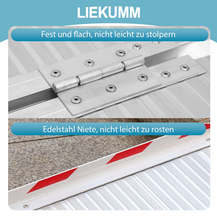LIEKUMM Foldable Wheelchair Ramp, 121 cm Wheelchair Ramp for Stairs, 300 kg Load Capacity Ramps for Wheelchairs &amp; Scooters, Aluminum Stair Ramp for Wheelchairs, Steps, Curbs, Strollers