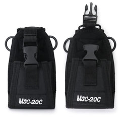 QWORK 2 Pack Radio Pouch, Tactical Walkie-Talkie Pouch, Intercom Pouch for Police Firefighter Security Officer (Black), Black