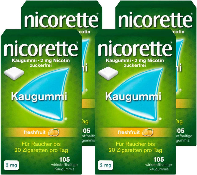 NICORETTE Chewing Gum Four-Pack 2mg Fresh Fruit – Nicotine Chewing Gum for Smoking Cessation – Fruit Flavor – 2mg Nicotine – Quit Smoking