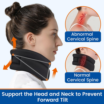 Willcom Neck Support for Neck Pain, Soft Cervical Collar for Sleeping, Vertebra Alignment and Stabilization, Relieves Pressure in the Spine (Black, Large, 35-42CM)