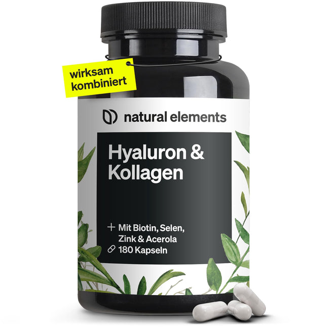 Hyaluronic Acid Collagen Complex - 180 Capsules - Enriched with Biotin, Selenium, Zinc, Vitamin C from Acerola &amp; Bamboo Extract - Laboratory Tested