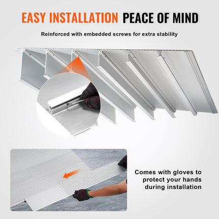 VEVOR Door Threshold Ramp 43.6 x 86.4 x 7.6 cm Wheelchair Ramp 362.8 kg Load Capacity Aluminum Alloy Curb Ramp Modular Design Threshold Ramp Non-Slip Aluminum Ramp Ramp