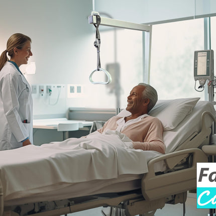 FabaCare bed lift with trapeze handle, mobile standing aid, bed lifting aid, adjustable handle height, bed handle, bed lifter up to 100 kg