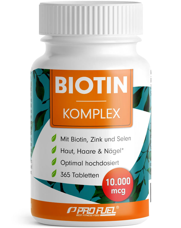 Biotin high-dose 10,000 mcg - 365 Biotin tablets with zinc &amp; selenium - High-quality complex for hair growth, skin &amp; nails - Laboratory-tested with certificate - 100% vegan - 1-year supply pack