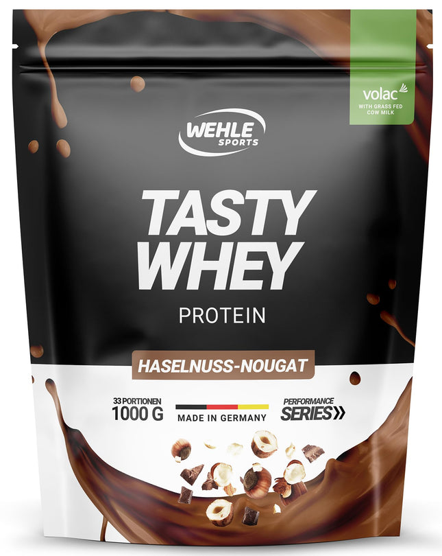 Whey Protein Powder [Nut Nougat] - High Protein Protein Powder Shake - Protein Powder Whey Protein Shake with 22g of Protein per Serving - Protein Shake with BCAA &amp; EAA (1000g) Wehle Sports®