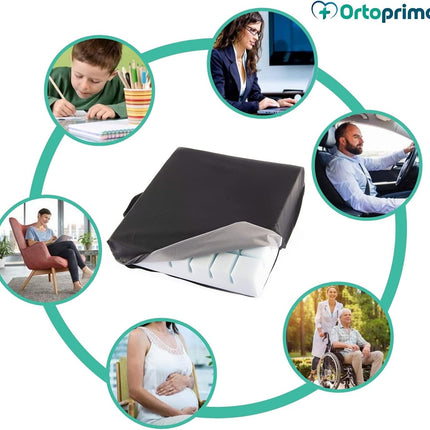 OrtoPrime Anti-Decubitus Foam Cushion with Channel System - Prevention and Treatment of Coccyx Pressure Ulcers - Postural Seat Cushion for Wheelchair, Office, Car, and Home - Orthopedic Cushion