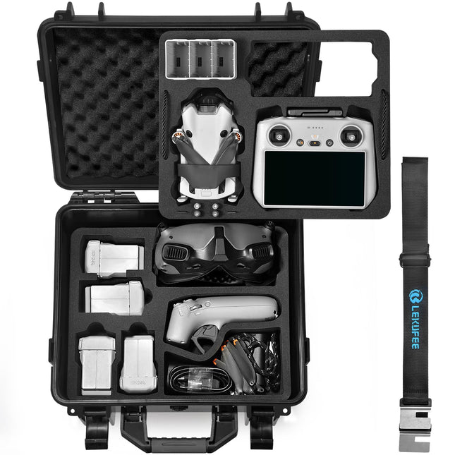 Lekufee Waterproof Hard Case for DJI Mini 4 Pro, DJI Mini 3 Pro, Mini 3 Drone, DJI RC 2, DJI RC N2/N1, DJI Goggles 3(Not for Goggles N3)/2/Integra, DJI RC Motion 2 and Accessories (Case Only)