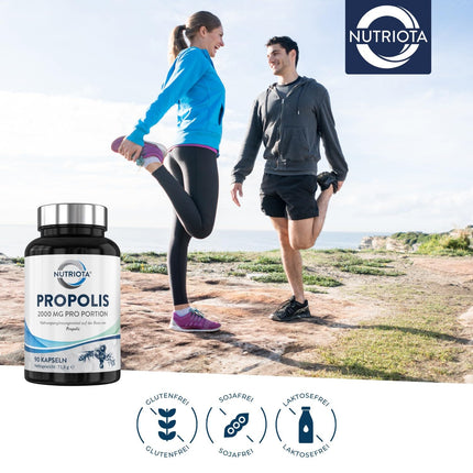 Propolis 2000mg | 90 high-dose propolis capsules | Natural immune system support, sore throat relief, and powerful antioxidant - Nutriota